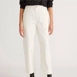 Everlane The Organic Cotton Herringbone Pant Womens 8 Bone White